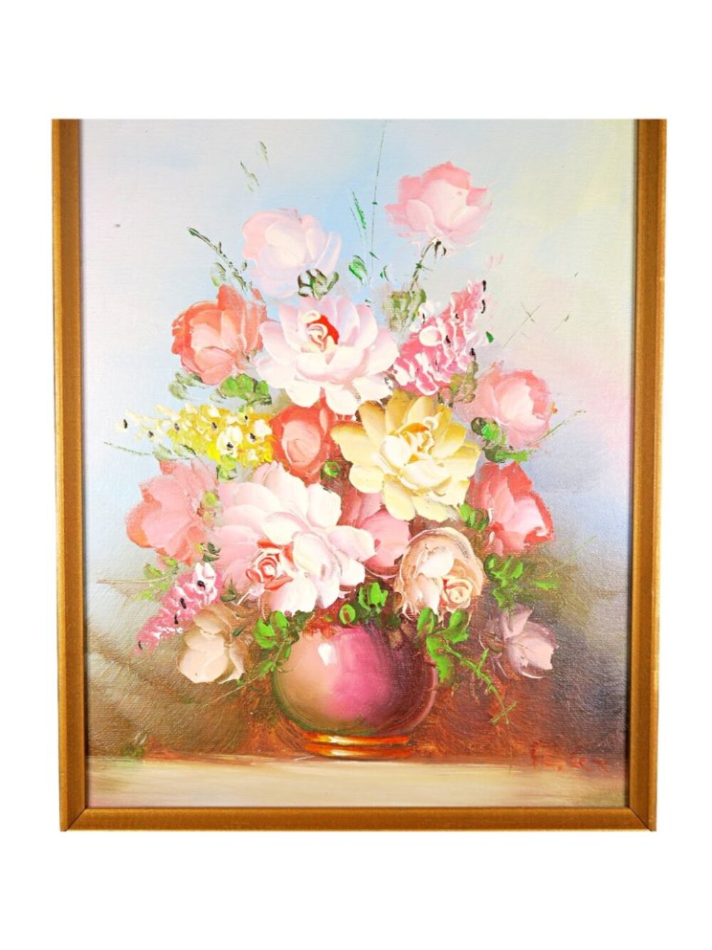 Robert Cox Signed 14x15" Oil Painting Pink Rose & Snapdragons Still Life - Picture 6 of 10
